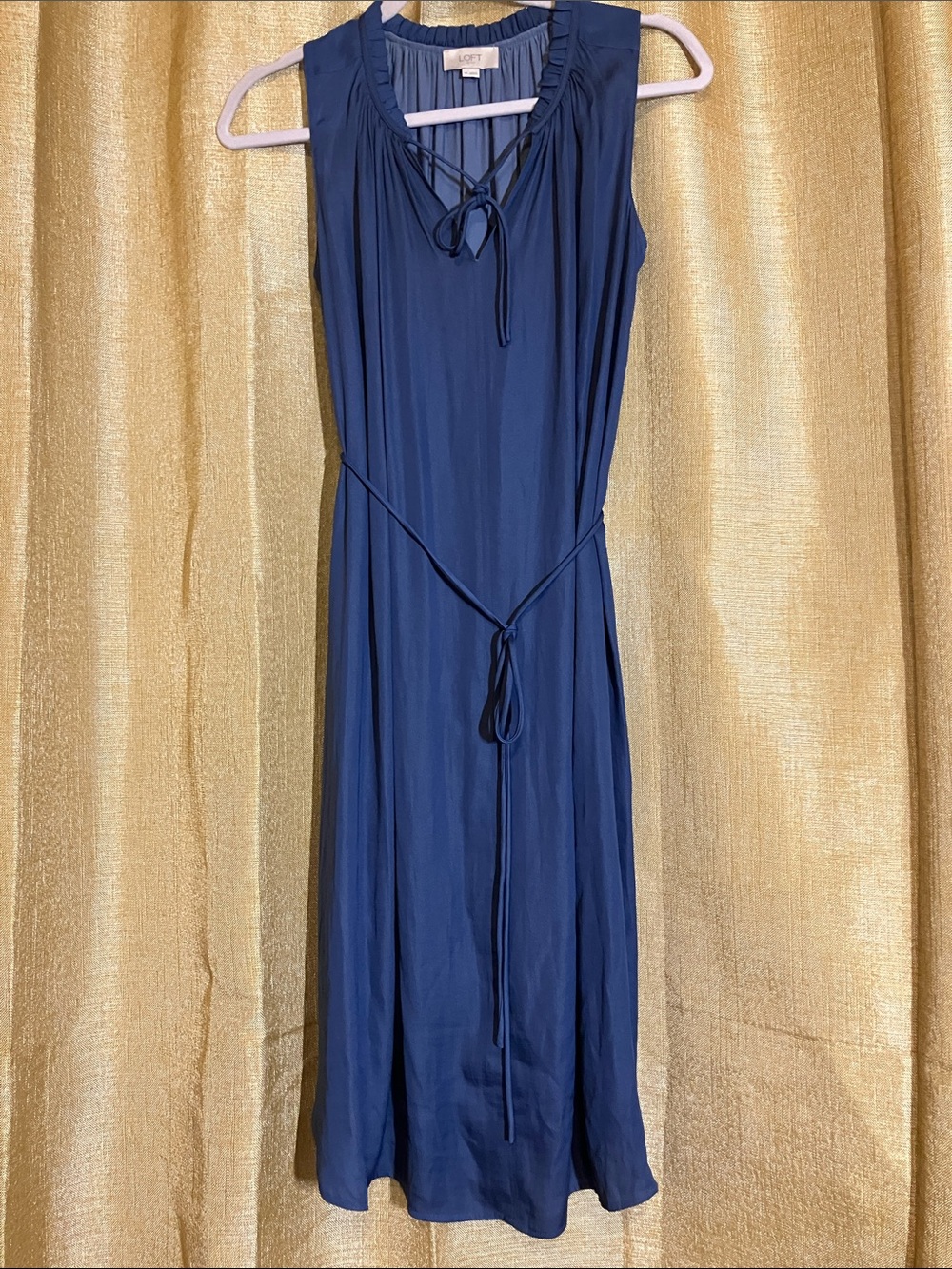 LOFT Navy Sleeveless Tie-Front Maxi Dress